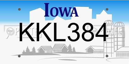 KKL384 Iowa License Plate