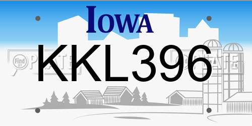 KKL396 Iowa License Plate
