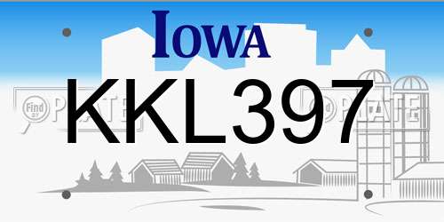 KKL397 Iowa License Plate