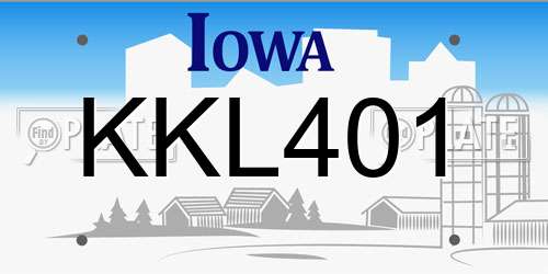 KKL401 Iowa License Plate