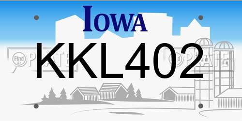 KKL402 Iowa License Plate