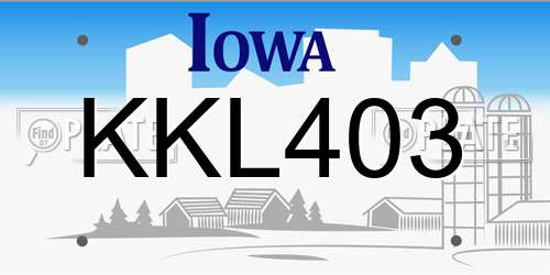 KKL403 Iowa License Plate