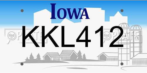 KKL412 Iowa License Plate