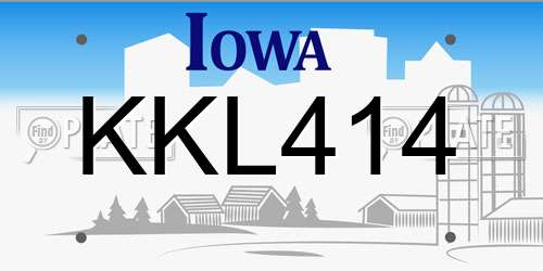 KKL414 Iowa License Plate