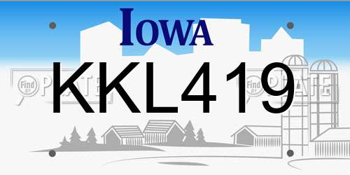 KKL419 Iowa License Plate