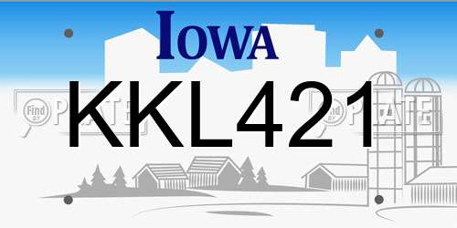KKL421 Iowa License Plate