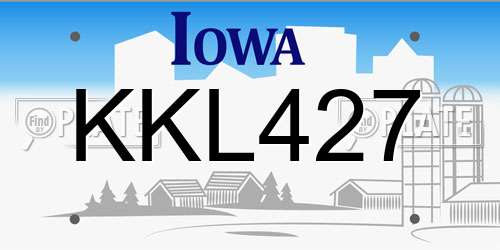 KKL427 Iowa License Plate