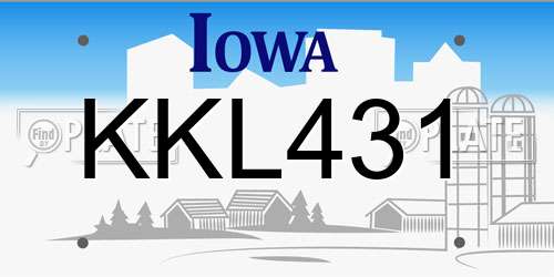 KKL431 Iowa License Plate