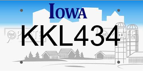 KKL434 Iowa License Plate