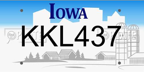 KKL437 Iowa License Plate