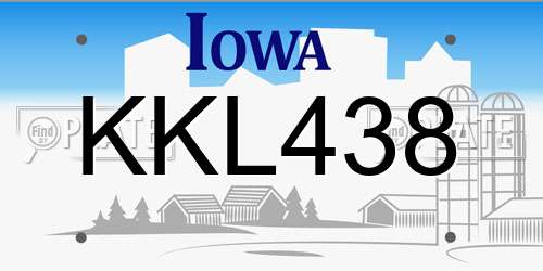 KKL438 Iowa License Plate