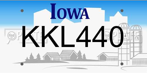 KKL440 Iowa License Plate