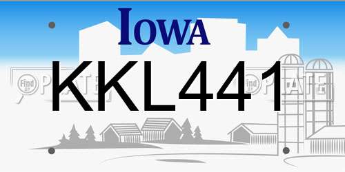 KKL441 Iowa License Plate