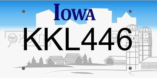 KKL446 Iowa License Plate