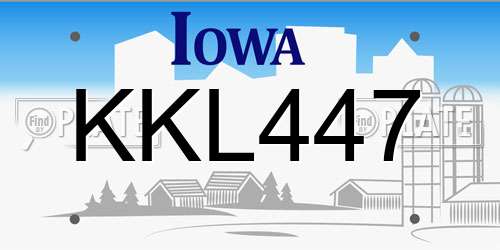 KKL447 Iowa License Plate