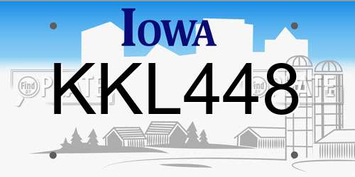 KKL448 Iowa License Plate