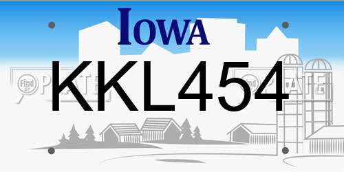 KKL454 Iowa License Plate