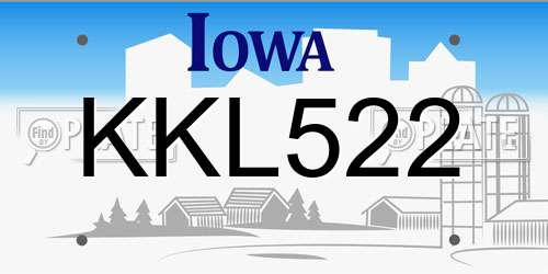 KKL522 Iowa License Plate