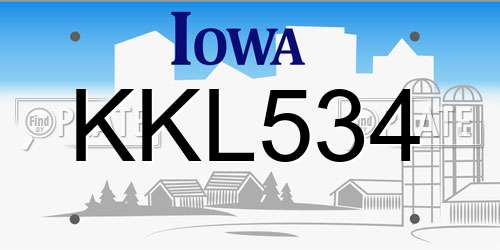 KKL534 Iowa License Plate