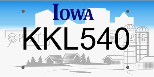 KKL540 Iowa License Plate