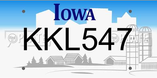 KKL547 Iowa License Plate