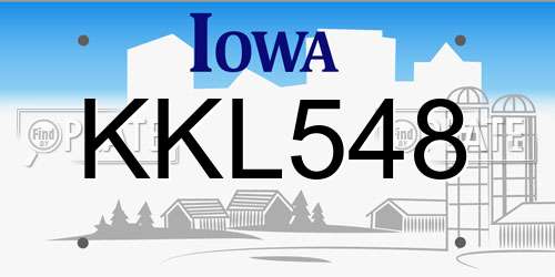 KKL548 Iowa License Plate