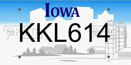 KKL614 Iowa License Plate