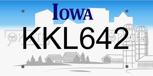 KKL642 Iowa License Plate