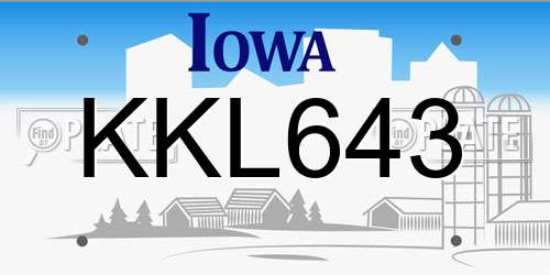 KKL643 Iowa License Plate