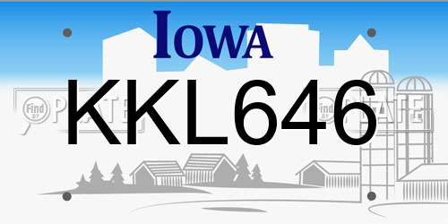 KKL646 Iowa License Plate