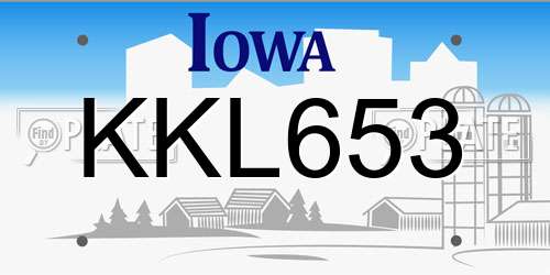 KKL653 Iowa License Plate