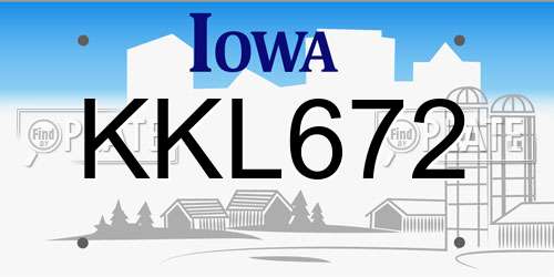 KKL672 Iowa License Plate