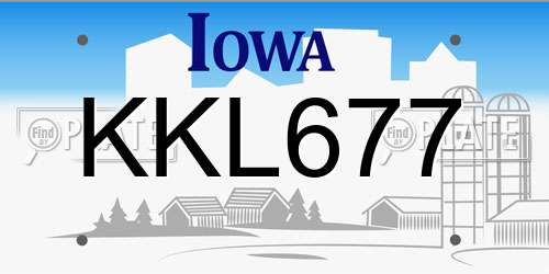 KKL677 Iowa License Plate