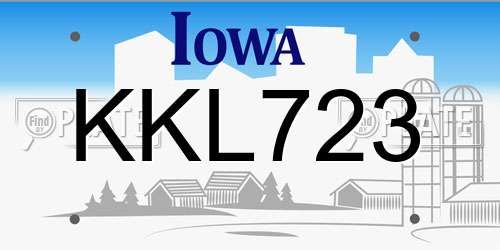 KKL723 Iowa License Plate