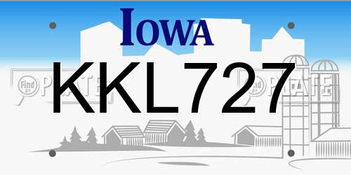 KKL727 Iowa License Plate