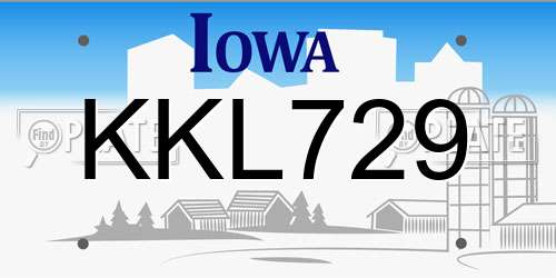 KKL729 Iowa License Plate