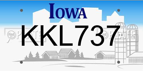KKL737 Iowa License Plate