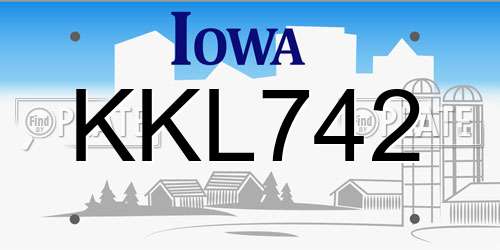 KKL742 Iowa License Plate
