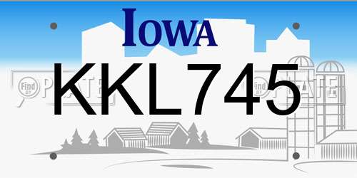 KKL745 Iowa License Plate