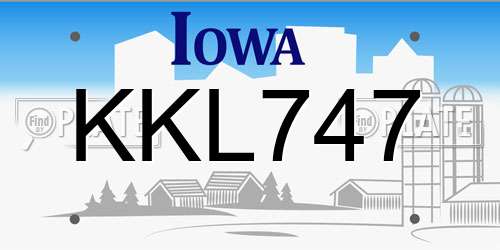 KKL747 Iowa License Plate