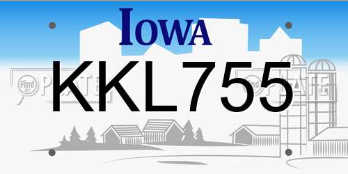 KKL755 Iowa License Plate
