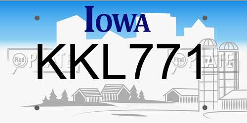 KKL771 Iowa License Plate