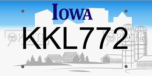 KKL772 Iowa License Plate