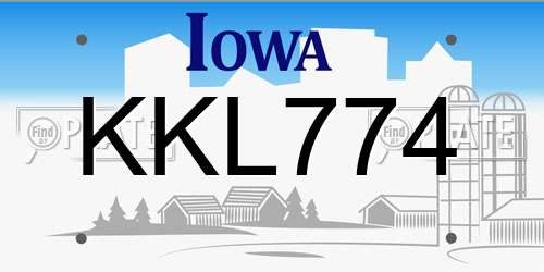 KKL774 Iowa License Plate