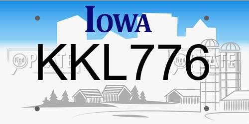 KKL776 Iowa License Plate