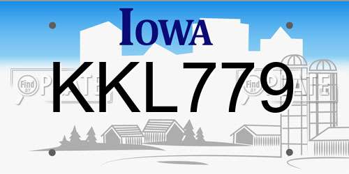 KKL779 Iowa License Plate