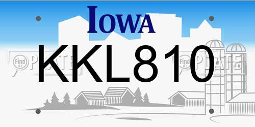 KKL810 Iowa License Plate