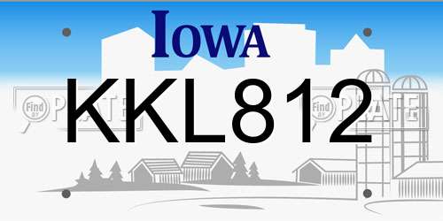 KKL812 Iowa License Plate