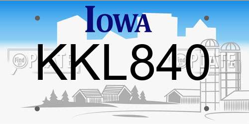 KKL840 Iowa License Plate