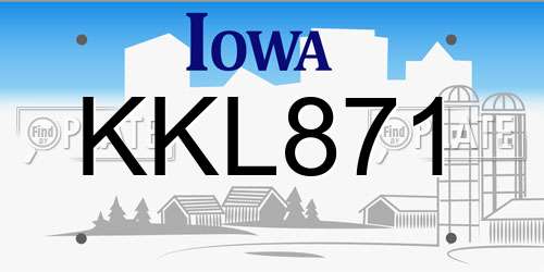 KKL871 Iowa License Plate